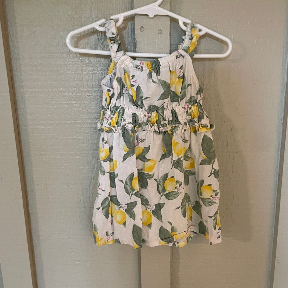 Old Navy baby girl linen dress lemon size 12-18 months